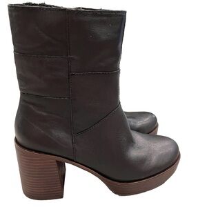 NEW Women’s Lucky Brand Omarey Black Leather Platform Boots size 9.5